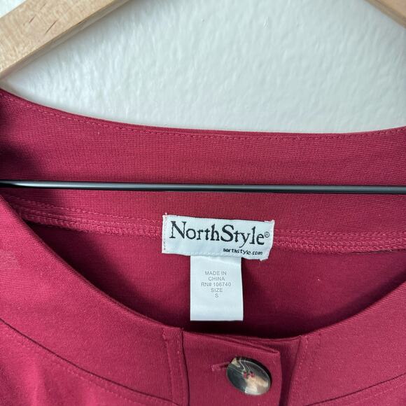 Vintage North Style Women Red Cardigan Sweater Button Top Longsleeve Size Small - Picture 2 of 8